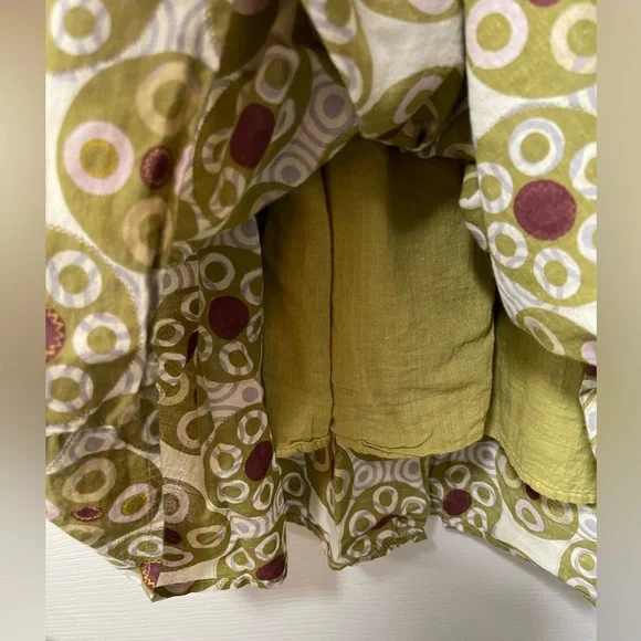 SPREAD CONTROL New York Spaghetti Strap Green Patterned Dress Size Large - Picture 5 of 6